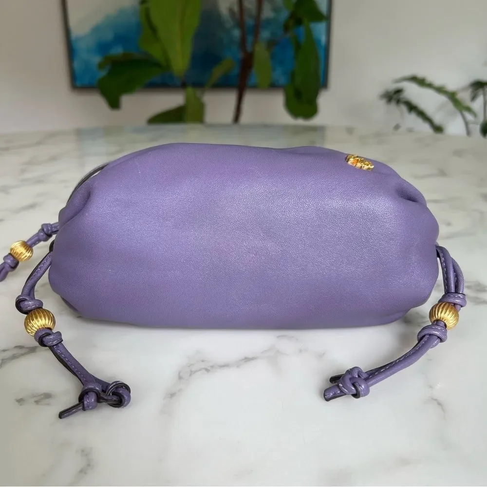 Tory Burch Beaded Strap Soft Mini Crossbody Bag in Purple Cosmos Leather